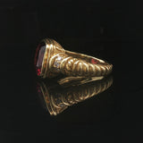 Judith Ripka 18k Yellow Gold Garnet and Diamond Greek Key Ring Size 9