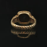 Judith Ripka 18k Yellow Gold Garnet and Diamond Greek Key Ring Size 9