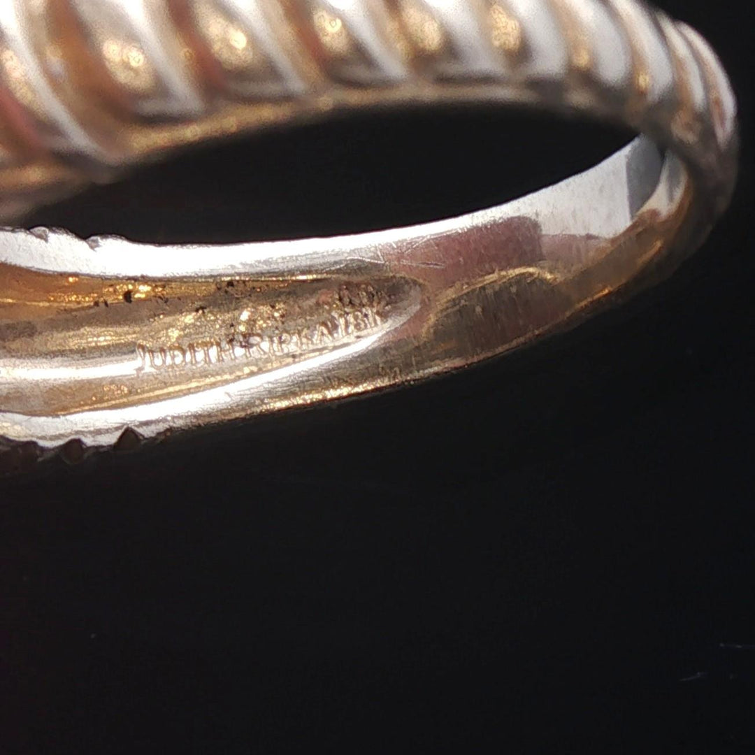 Judith Ripka 18k Yellow Gold Garnet and Diamond Greek Key Ring Size 9