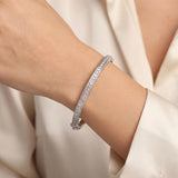 14k White Gold and Diamond 12.7g Solid Vintage Bangle Bracelet 7"