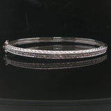 14k White Gold and Diamond 12.7g Solid Vintage Bangle Bracelet 7"