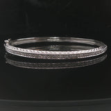 14k White Gold and Diamond 12.7g Solid Vintage Bangle Bracelet 7"