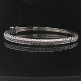 14k White Gold and Diamond 12.7g Solid Vintage Bangle Bracelet 7"