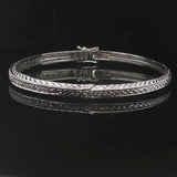 14k White Gold and Diamond 12.7g Solid Vintage Bangle Bracelet 7"