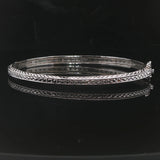 14k White Gold and Diamond 12.7g Solid Vintage Bangle Bracelet 7"