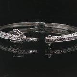 14k White Gold and Diamond 12.7g Solid Vintage Bangle Bracelet 7"