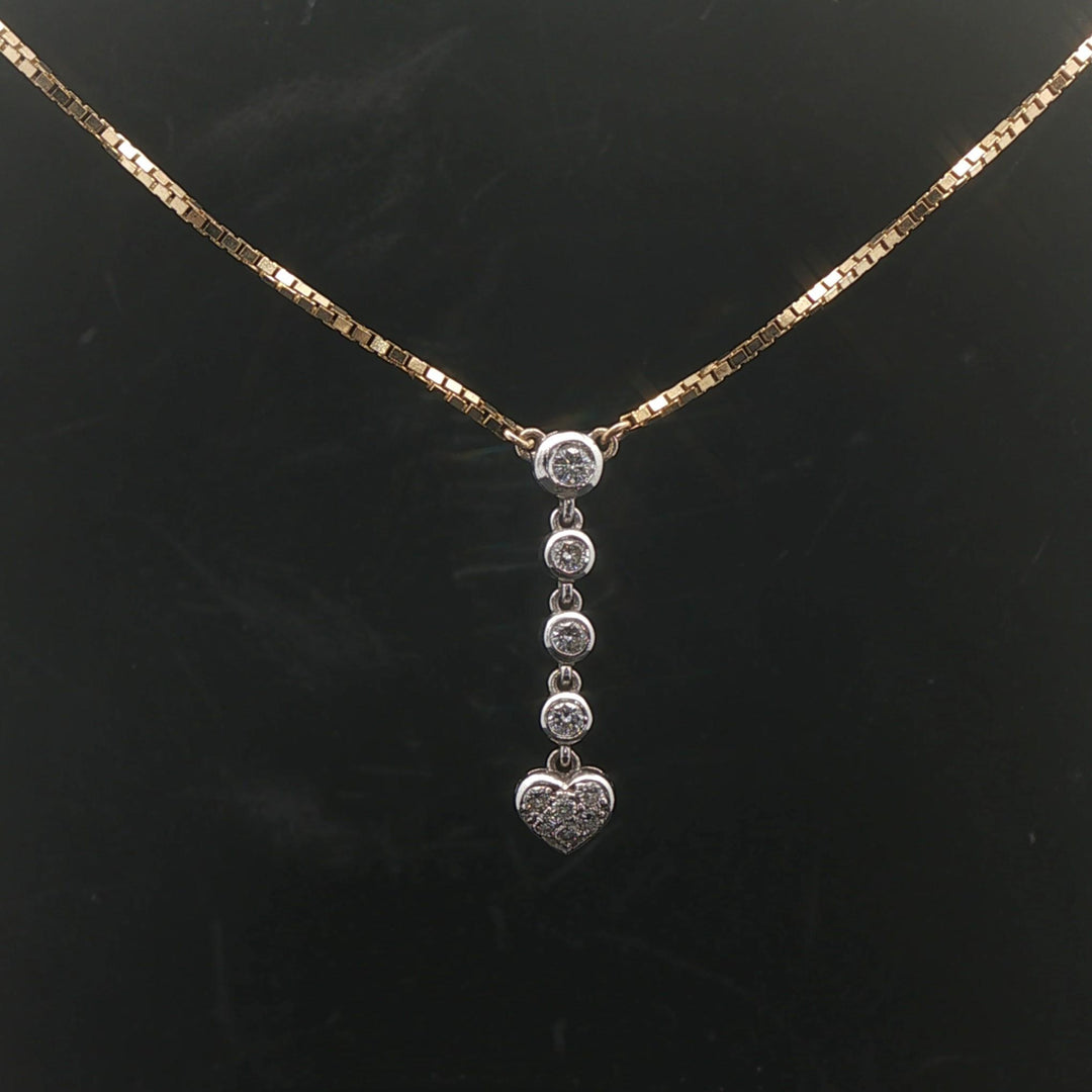 14k Yellow and White Gold 0.50cttw Diamond Box Link Necklace Drop Pendant 24.5"