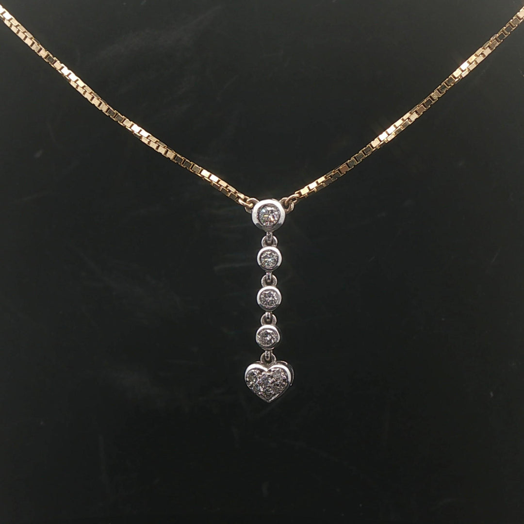 14k Yellow and White Gold 0.50cttw Diamond Box Link Necklace Drop Pendant 24.5"