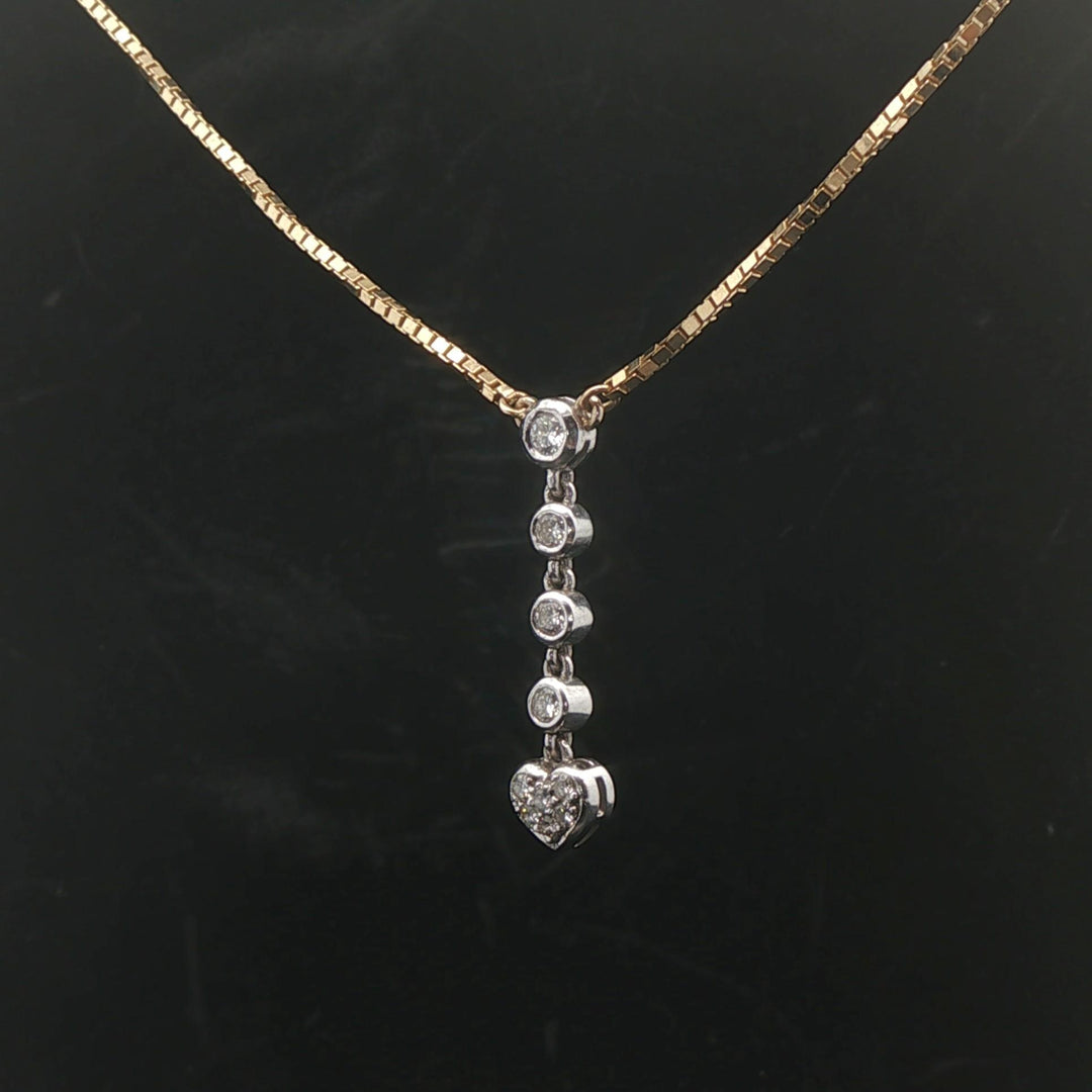 14k Yellow and White Gold 0.50cttw Diamond Box Link Necklace Drop Pendant 24.5"