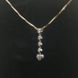 14k Yellow and White Gold 0.50cttw Diamond Box Link Necklace Drop Pendant 24.5"