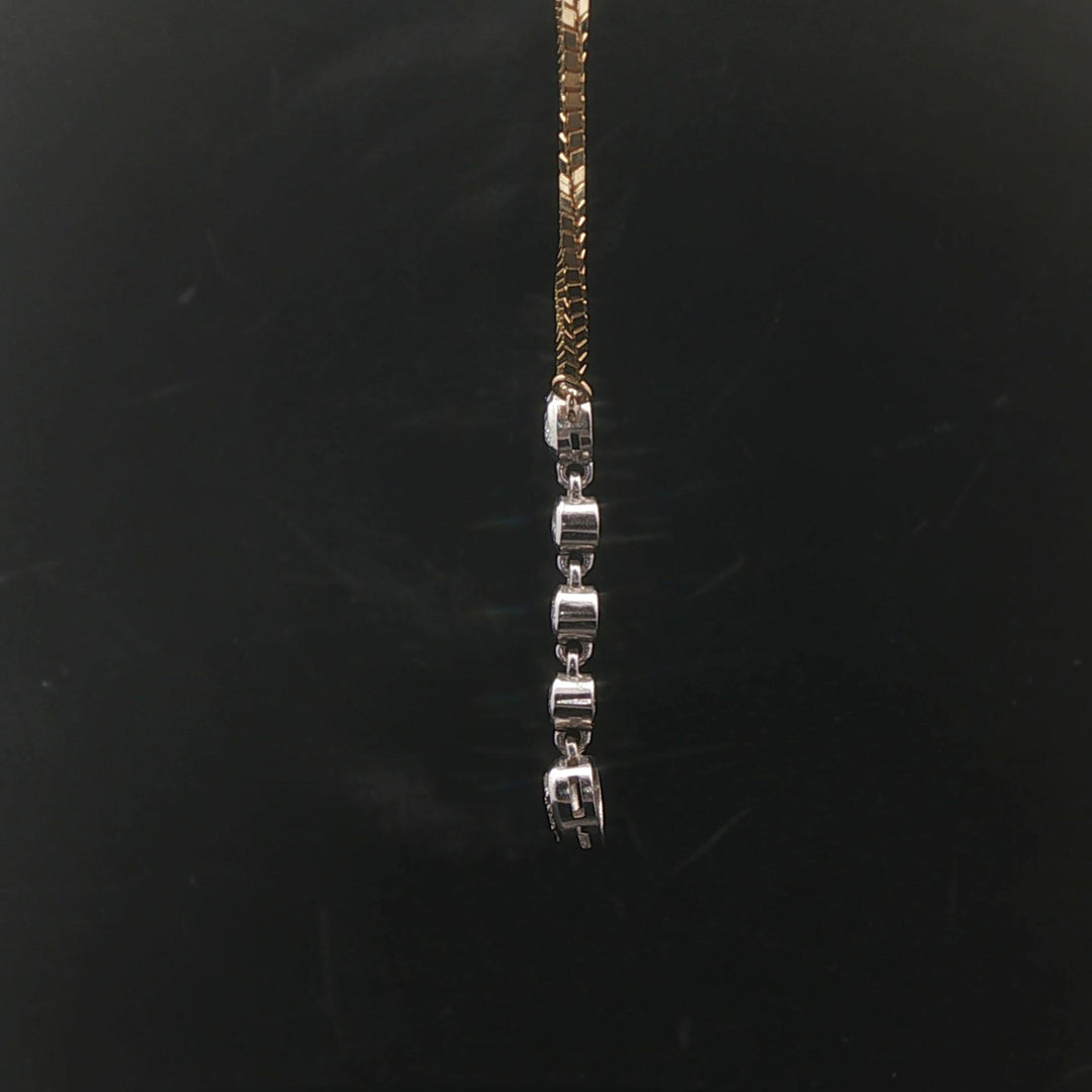 14k Yellow and White Gold 0.50cttw Diamond Box Link Necklace Drop Pendant 24.5"