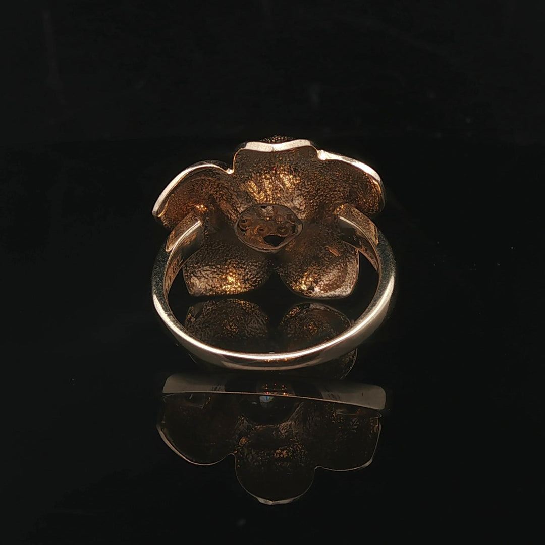 14k Yellow Gold and Diamond 5.7g Floral Ring Size 6