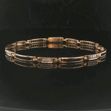 14k Yellow Gold Blue Sapphire and Diamond 10.5g Vintage Bar Link Bracelet 7.25"