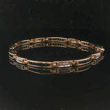 14k Yellow Gold Blue Sapphire and Diamond 10.5g Vintage Bar Link Bracelet 7.25"