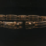 14k Yellow Gold Blue Sapphire and Diamond 10.5g Vintage Bar Link Bracelet 7.25"