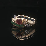 14k Yellow Gold Multi Gemstone and Diamond Ring Size 6.75