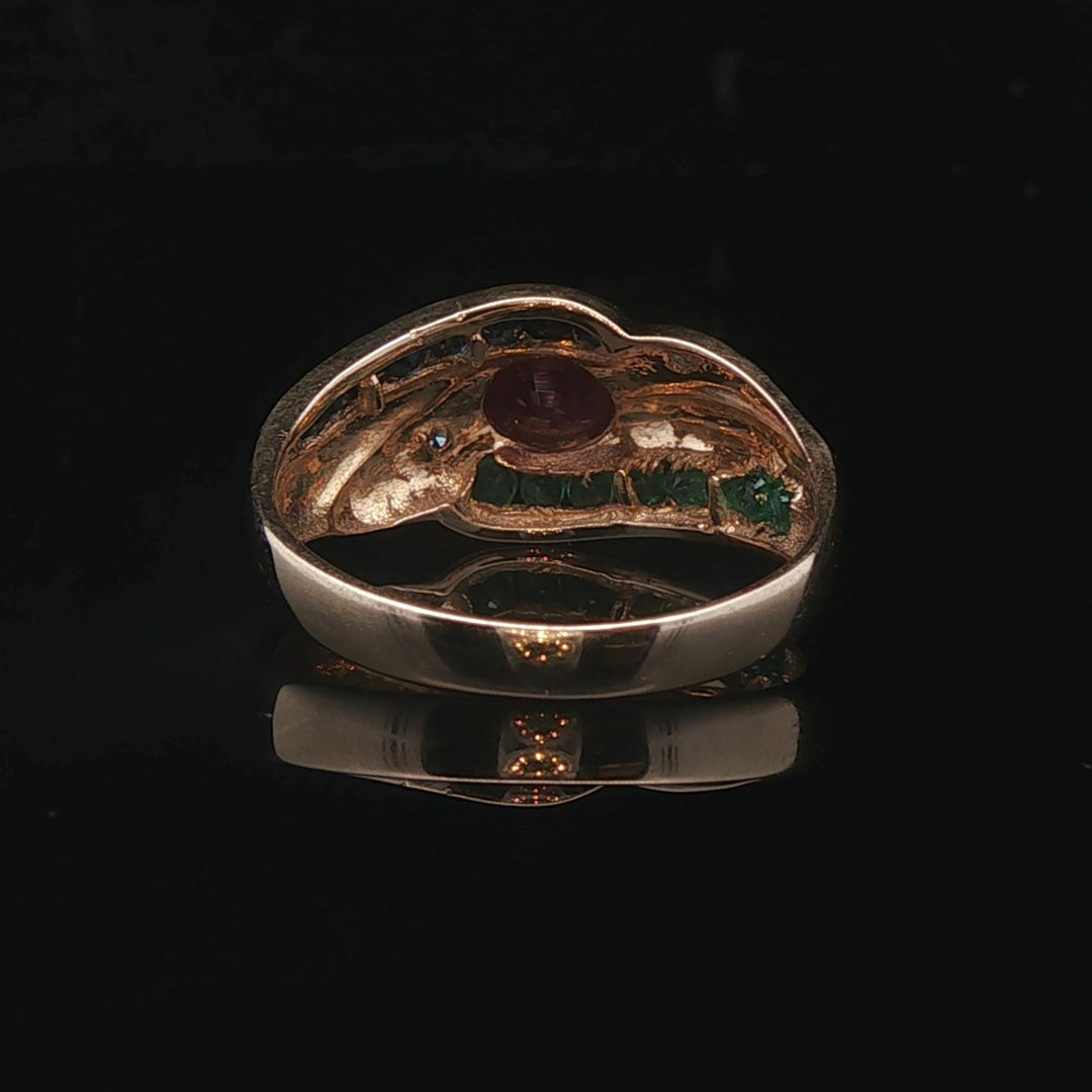 14k Yellow Gold Multi Gemstone and Diamond Ring Size 6.75