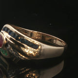 14k Yellow Gold Multi Gemstone and Diamond Ring Size 6.75