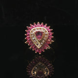 14k Yellow Gold Pink Sapphire and Diamond Halo Ring Size 7