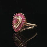 14k Yellow Gold Pink Sapphire and Diamond Halo Ring Size 7