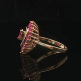 14k Yellow Gold Pink Sapphire and Diamond Halo Ring Size 7