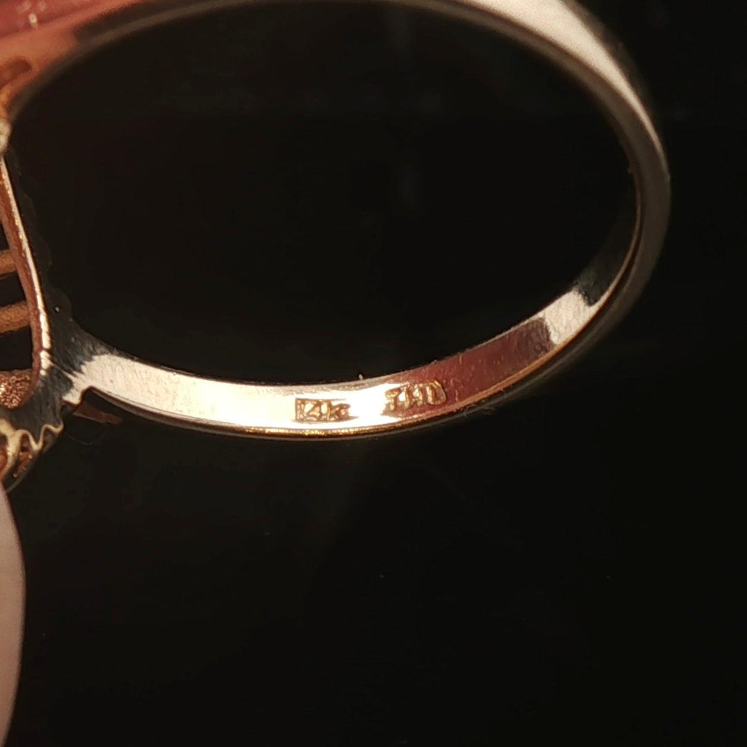 14k Yellow Gold Pink Sapphire and Diamond Halo Ring Size 7