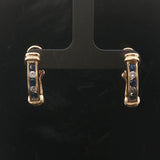 14k Yellow Gold Blue Sapphire and Diamond Vintage Hoop Earrings
