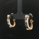 14k Yellow Gold Blue Sapphire and Diamond Vintage Hoop Earrings