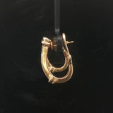 14k Yellow Gold Blue Sapphire and Diamond Vintage Hoop Earrings