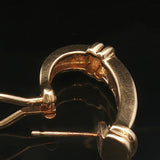 14k Yellow Gold Blue Sapphire and Diamond Vintage Hoop Earrings