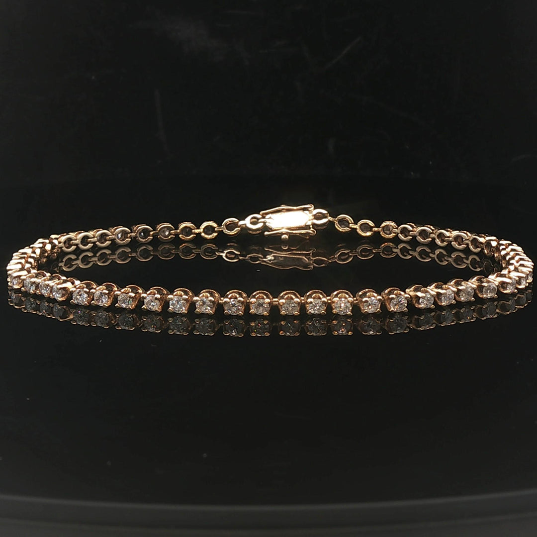 14k Yellow Gold and 2cttw Diamond Vintage Tennis Bracelet 7.75"