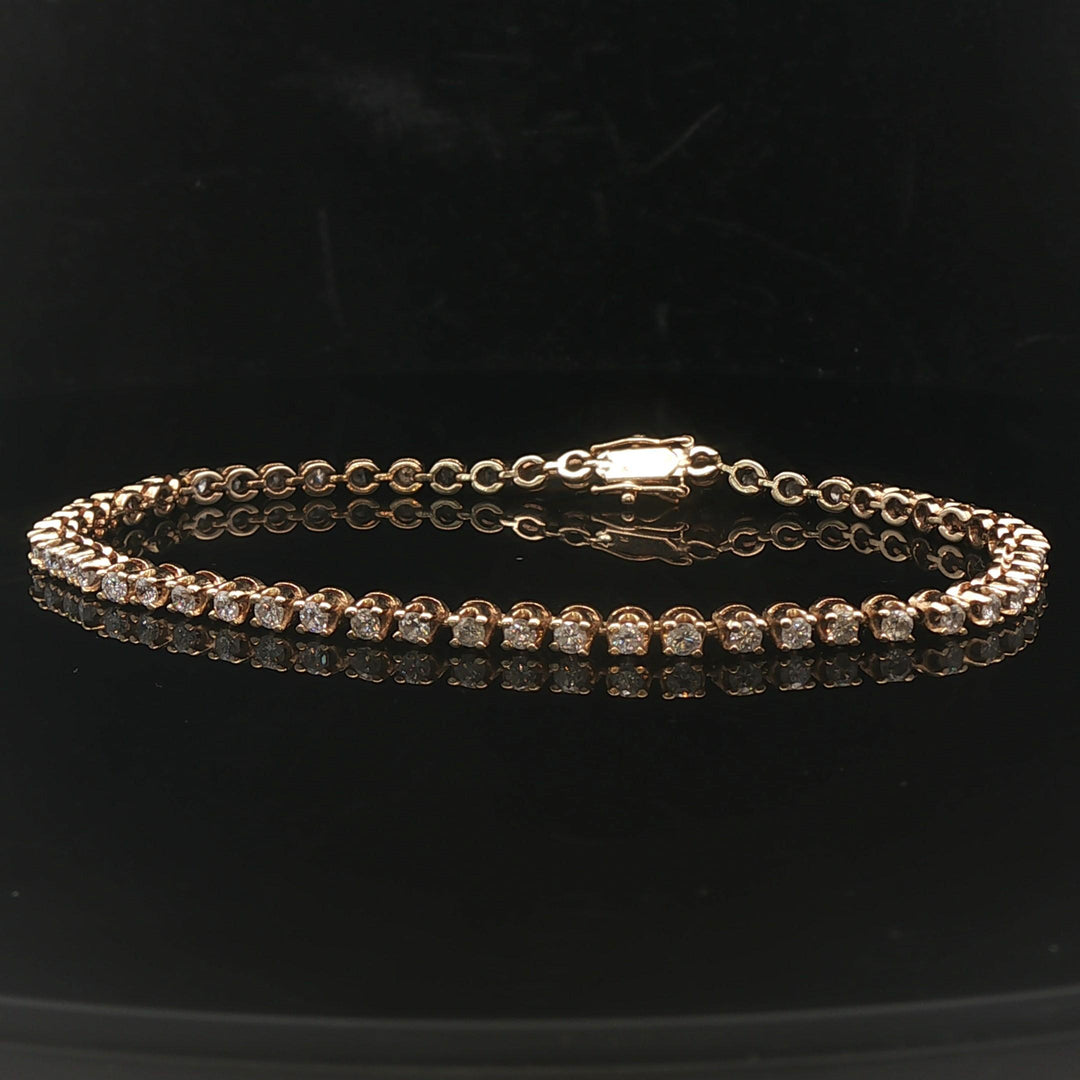 14k Yellow Gold and 2cttw Diamond Vintage Tennis Bracelet 7.75"