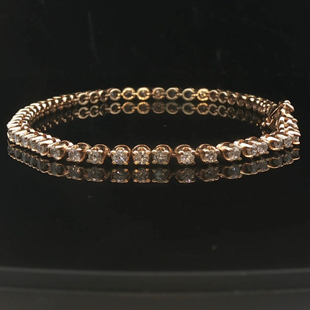 14k Yellow Gold and 2cttw Diamond Vintage Tennis Bracelet 7.75"