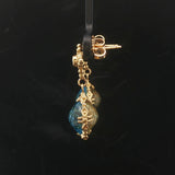 18k Yellow Gold Topaz and Diamond Vintage Drop Dangle Earrings 1.1"