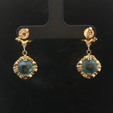 18k Yellow Gold Topaz and Diamond Vintage Drop Dangle Earrings 1.1"