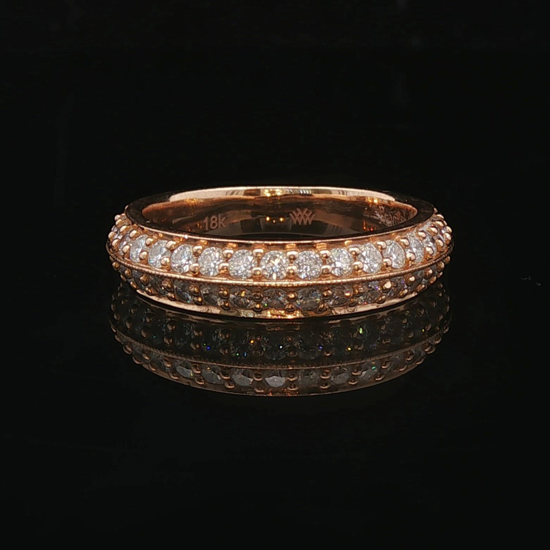 18k Rose Gold and 0.50cttw Diamond Two Row Band Ring Size 5.25