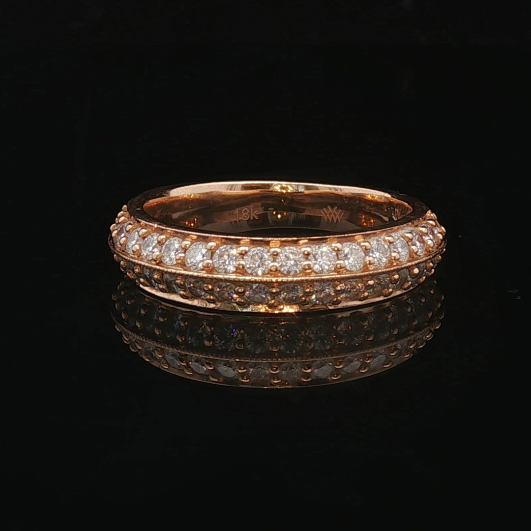 18k Rose Gold and 0.50cttw Diamond Two Row Band Ring Size 5.25