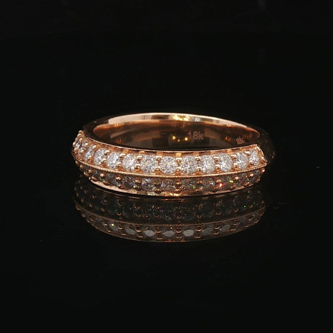 18k Rose Gold and 0.50cttw Diamond Two Row Band Ring Size 5.25