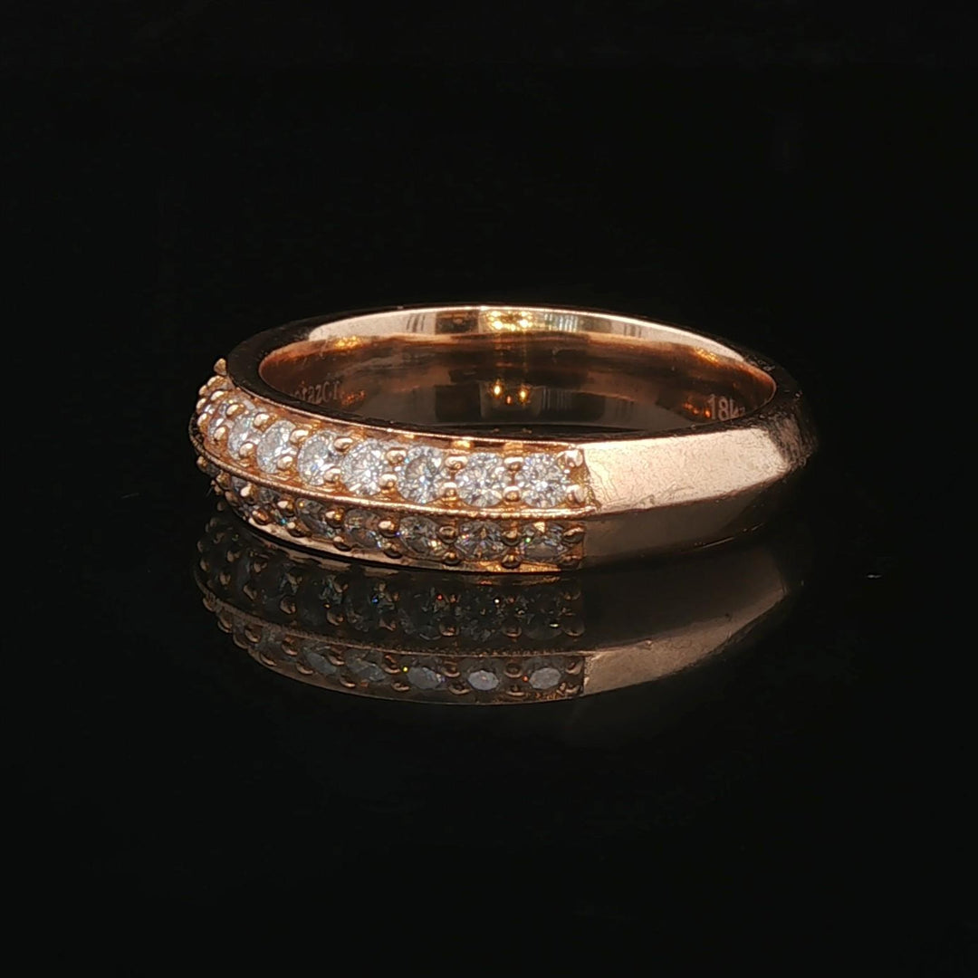 18k Rose Gold and 0.50cttw Diamond Two Row Band Ring Size 5.25