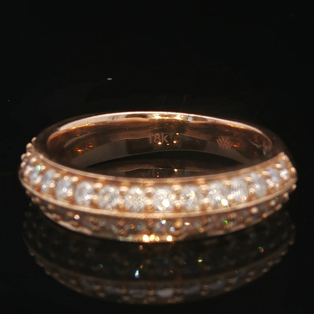 18k Rose Gold and 0.50cttw Diamond Two Row Band Ring Size 5.25