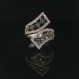 14k White Gold 1cttw Black and White Diamond Bypass Ring Size 8