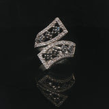 14k White Gold 1cttw Black and White Diamond Bypass Ring Size 8