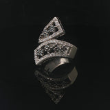 14k White Gold 1cttw Black and White Diamond Bypass Ring Size 8