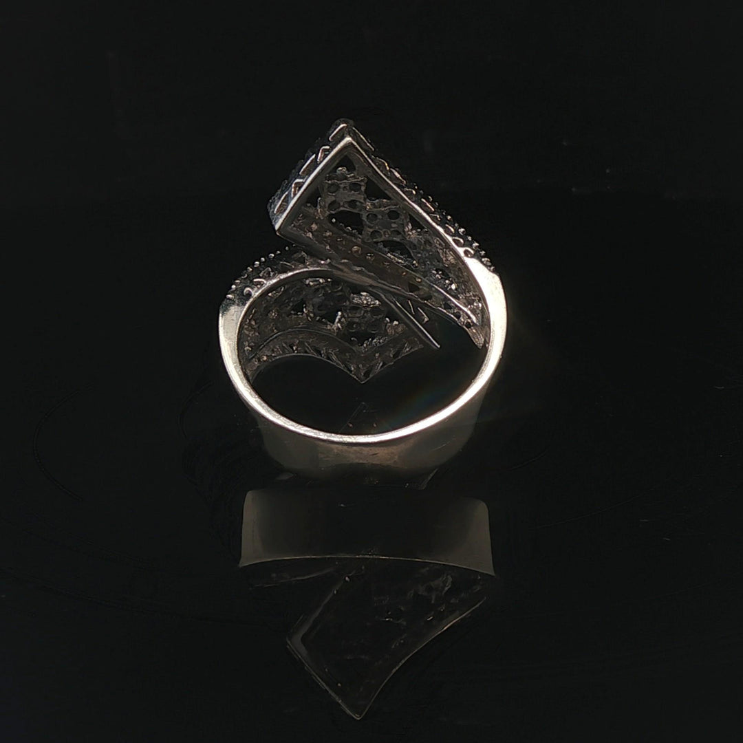 14k White Gold 1cttw Black and White Diamond Bypass Ring Size 8