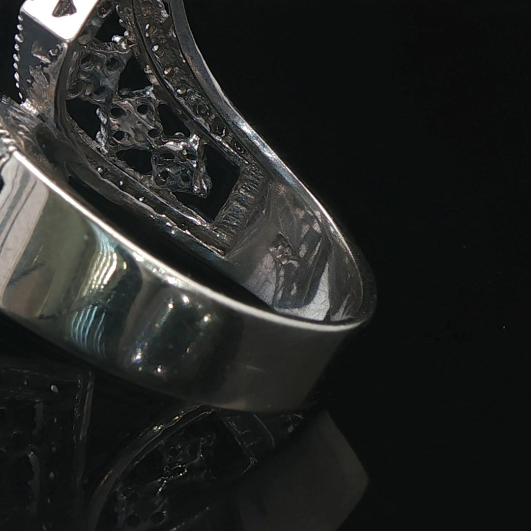 14k White Gold 1cttw Black and White Diamond Bypass Ring Size 8