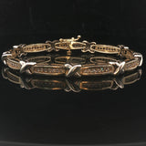 14k Yellow Gold and 1cttw Diamond 18.2g Fancy X Link Bracelet 7"