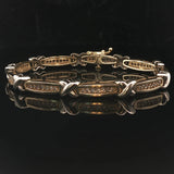14k Yellow Gold and 1cttw Diamond 18.2g Fancy X Link Bracelet 7"