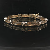 14k Yellow Gold and 1cttw Diamond 18.2g Fancy X Link Bracelet 7"