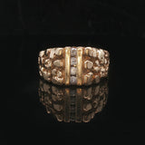 14k Yellow Gold and Diamond 9.2g Men's Solid Nugget Ring Size 9