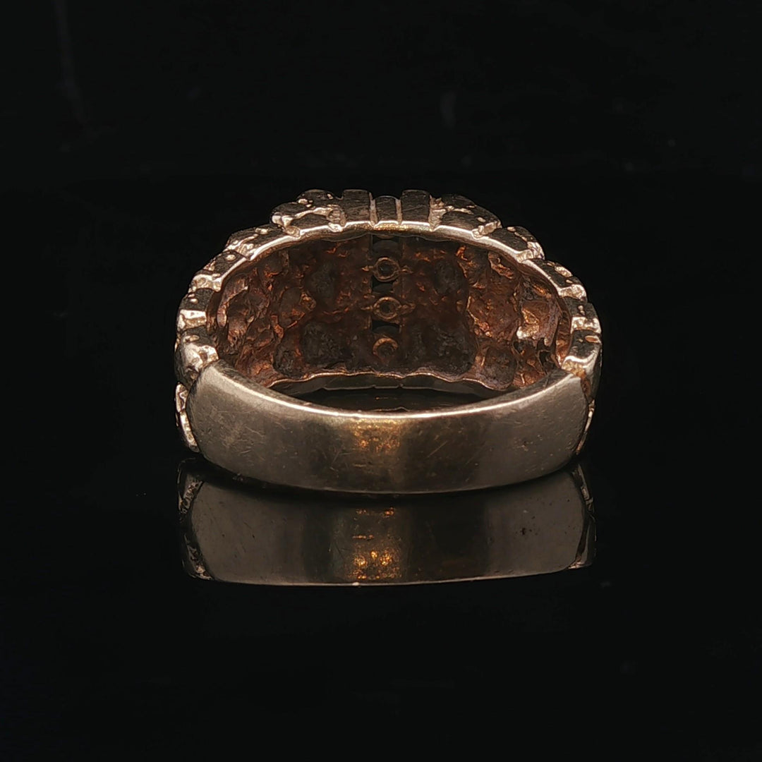 14k Yellow Gold and Diamond 9.2g Men's Solid Nugget Ring Size 9
